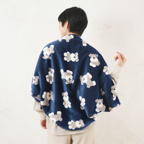 Schnauzer-patterned Fleece Blanket Throw (Navy) image 4