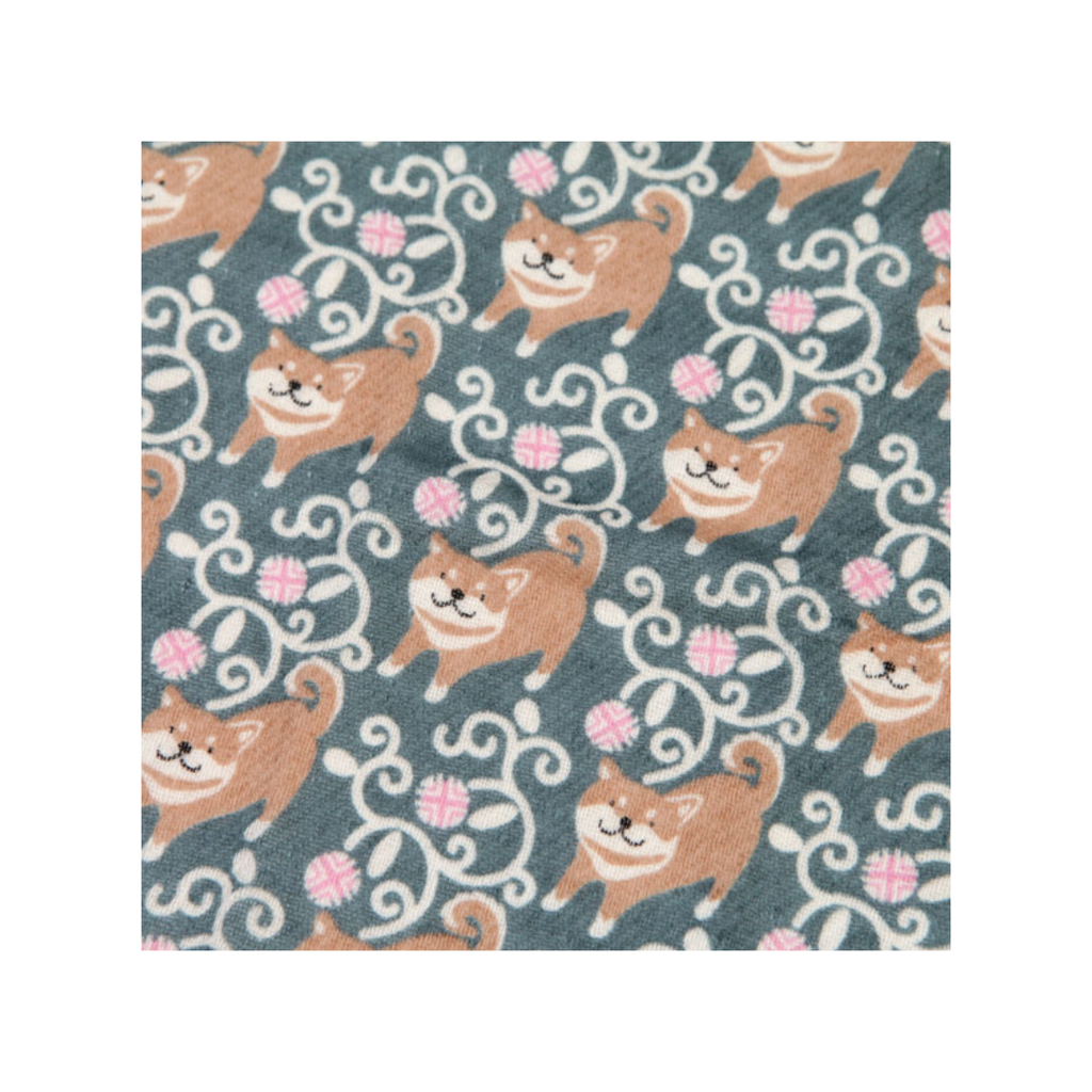 Kontex - Made in Japan - Haikara Cotton Handkerchief - Shiba Inu (Green)