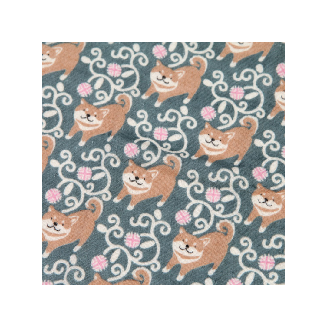 Kontex - Made in Japan - Haikara Cotton Handkerchief - Shiba Inu (Green)