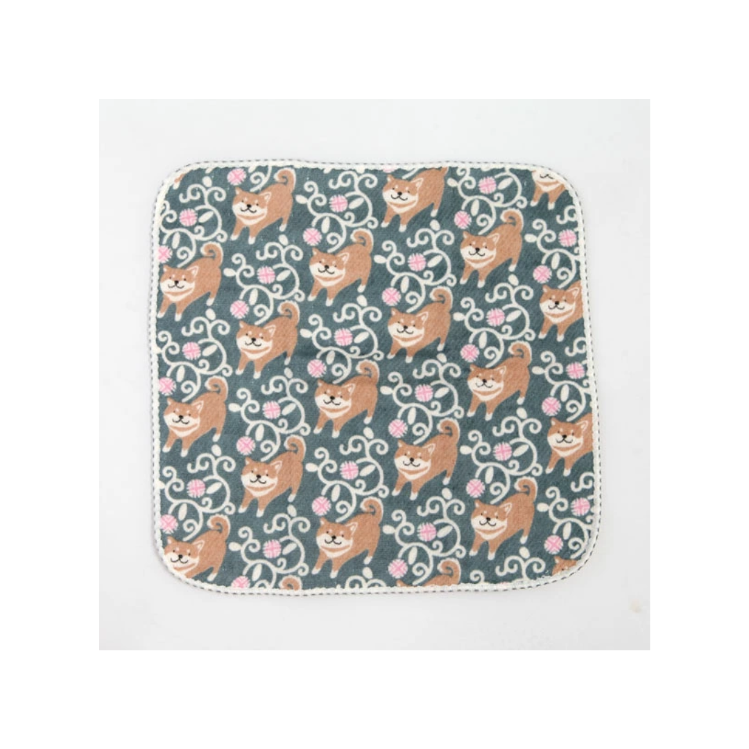 Kontex - Made in Japan - Haikara Cotton Handkerchief - Shiba Inu (Green)