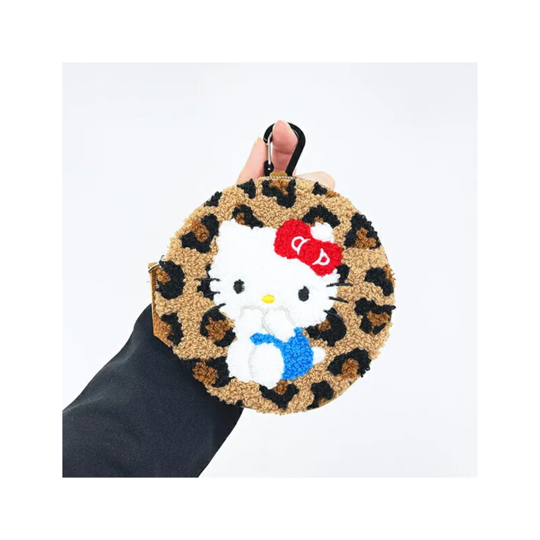 Sanrio - Hello Kitty - Leopard Print Circle Pouch with Carabiner
