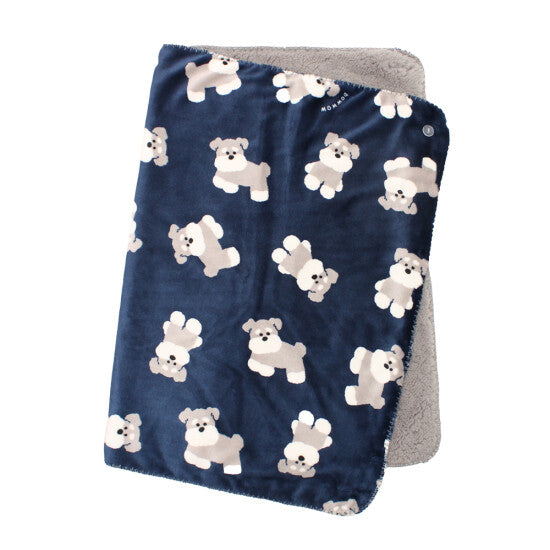 Schnauzer-patterned Fleece Blanket Throw (Navy) image 0